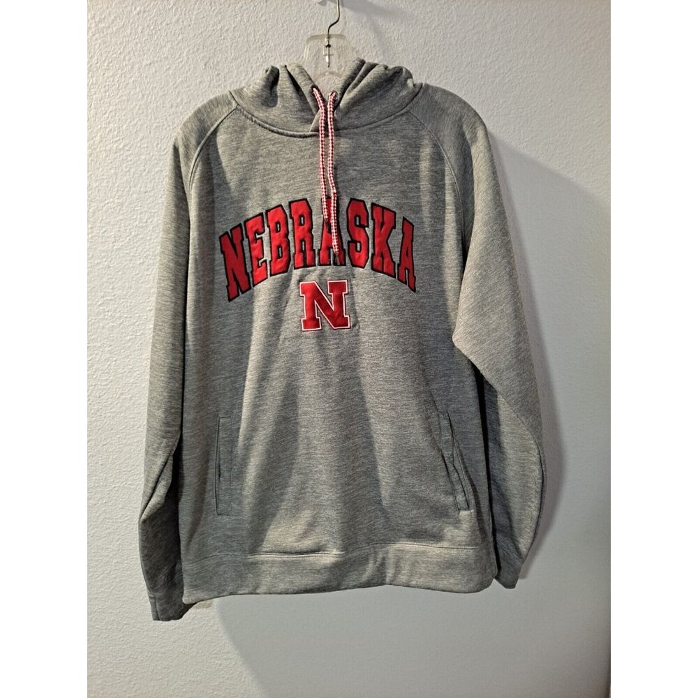 Nebraska Huskies Colosseum Gray/Red Pullover Hoodie Unisex Sweatshirt, Large